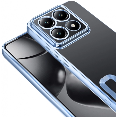 Xiaomi Mi 14T Pro Kılıf Kamera Lens Korumalı Şeffaf Renkli Logo Gösteren Parlak Kapak - Rose Gold