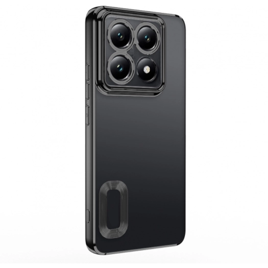Xiaomi Mi 14T Pro Kılıf Kamera Lens Korumalı Şeffaf Renkli Logo Gösteren Parlak Kapak - Siyah