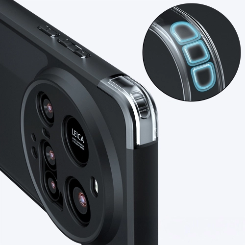 Xiaomi Mi 15 Ultra Kılıf Arkası Şeffaf Kenarları Silikon Lüks Roll Kapak - Siyah