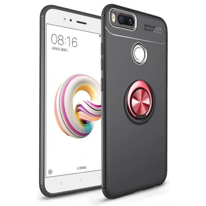 Xiaomi Mi 5X Kılıf Renkli Silikon Yüzüklü Standlı Auto Focus Ravel Kapak - Rose Gold