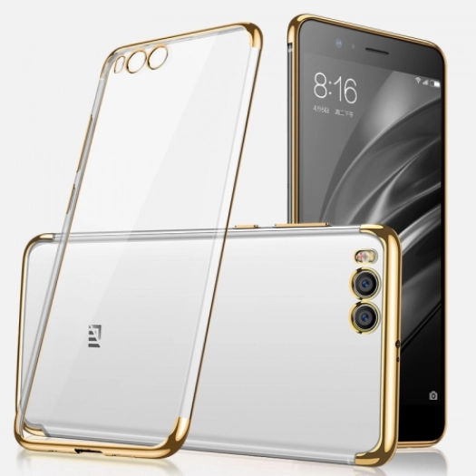 Xiaomi Mi 6 Kılıf Renkli Köşeli Lazer Şeffaf Esnek Silikon - Gold