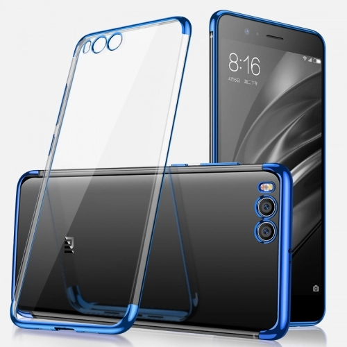 Xiaomi Mi 6 Kılıf Renkli Köşeli Lazer Şeffaf Esnek Silikon - Mavi