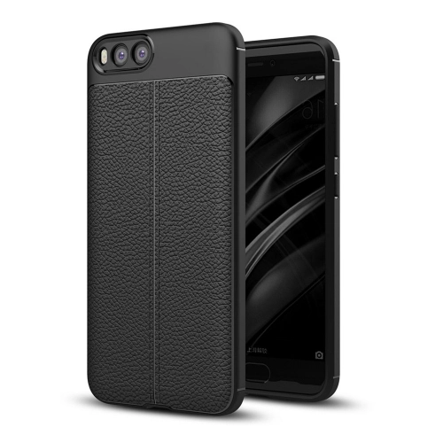 Xiaomi Mi 6 Kılıf Deri Görünümlü Lüks Parmak İzi Bırakmaz Niss Silikon Kapak - Siyah