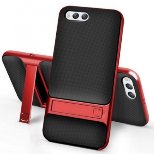 Xiaomi Mi 6 Kılıf Tam Koruma İnce Standlı Esnek Verüs Silikon - Kırmızı