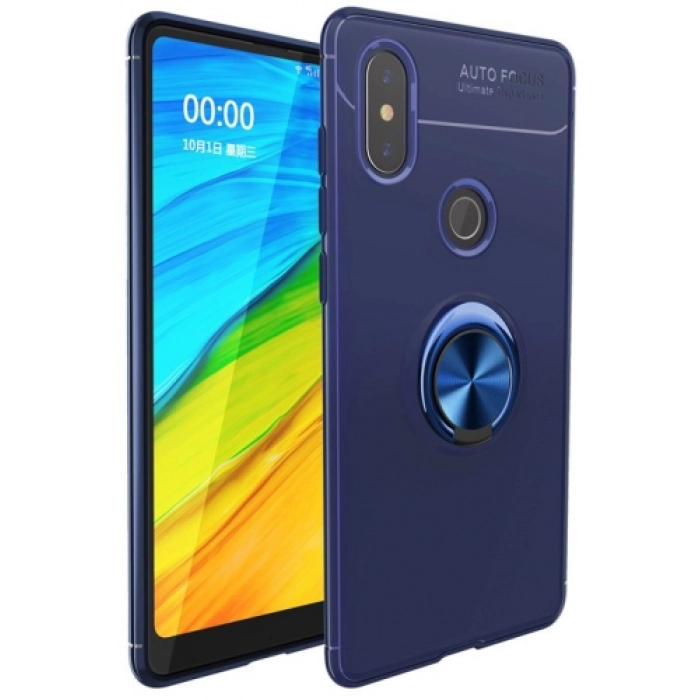 Xiaomi Mi 6X Kılıf Renkli Silikon Yüzüklü Standlı Auto Focus Ravel Kapak - Mavi