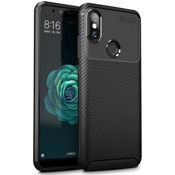 Xiaomi Mi 6X Kılıf Silikon Parmak İzi Bırakmayan Karbon Soft Negro Kapak - Siyah