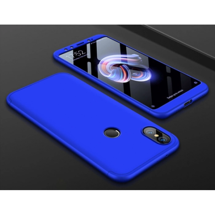 Xiaomi Mi 8 Kılıf 3 Parçalı 360 Tam Korumalı Rubber AYS Kapak  - Mavi