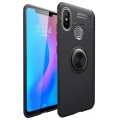 Xiaomi Mi 8 Kılıf Renkli Silikon Yüzüklü Standlı Auto Focus Ravel Kapak - Siyah