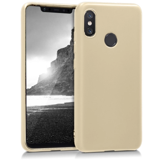 Xiaomi Mi 8 Kılıf İnce Soft Mat Renkli Esnek Silikon Kapak - Gold