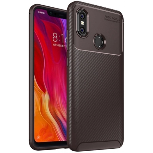 Xiaomi Mi 8 Kılıf Silikon Parmak İzi Bırakmayan Karbon Soft Negro Kapak - Kahve