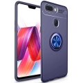 Xiaomi Mi 8 Lite Kılıf Renkli Silikon Yüzüklü Standlı Auto Focus Ravel Kapak - Mavi