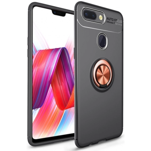Xiaomi Mi 8 Lite Kılıf Renkli Silikon Yüzüklü Standlı Auto Focus Ravel Kapak - Rose Gold
