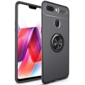 Xiaomi Mi 8 Lite Kılıf Renkli Silikon Yüzüklü Standlı Auto Focus Ravel Kapak - Siyah