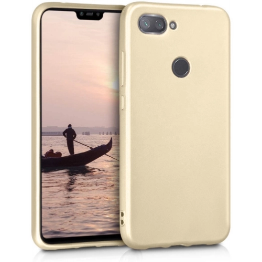Xiaomi Mi 8 Lite Kılıf İnce Soft Mat Renkli Esnek Silikon Kapak - Gold