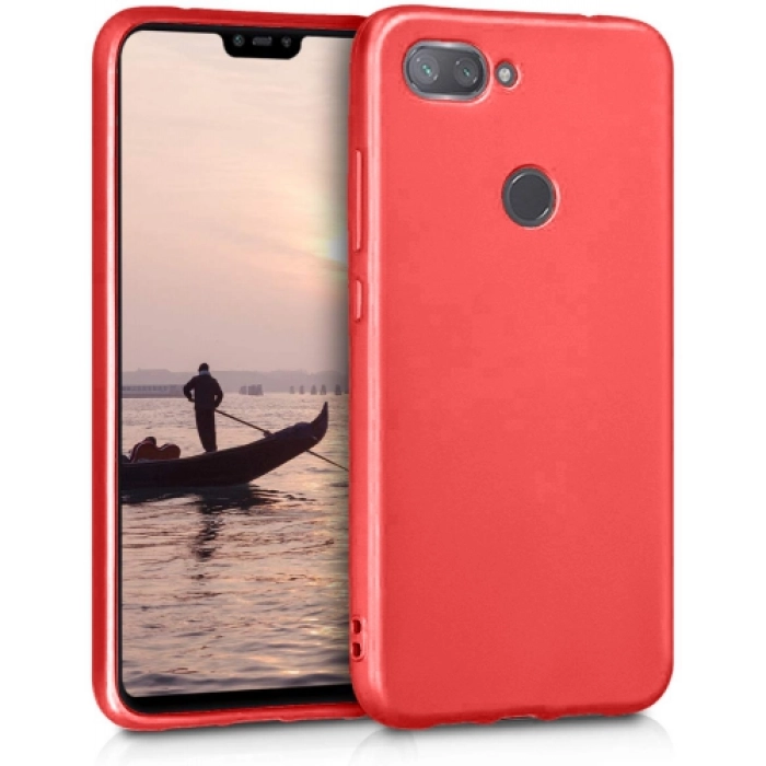 Xiaomi Mi 8 Lite Kılıf İnce Soft Mat Renkli Esnek Silikon Kapak - Kırmızı
