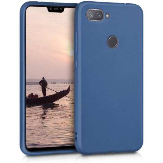 Xiaomi Mi 8 Lite Kılıf İnce Soft Mat Renkli Esnek Silikon Kapak - Lacivert