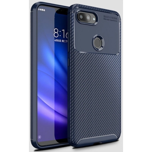 Xiaomi Mi 8 Lite Kılıf Silikon Parmak İzi Bırakmayan Karbon Soft Negro Kapak - Lacivert