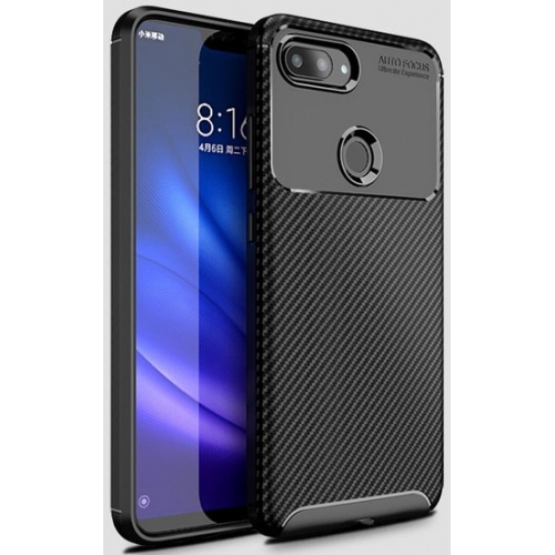 Xiaomi Mi 8 Lite Kılıf Silikon Parmak İzi Bırakmayan Karbon Soft Negro Kapak - Siyah