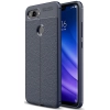 Xiaomi Mi 8 Lite Kılıf Deri Görünümlü Lüks Parmak İzi Bırakmaz Niss Silikon Kapak - Lacivert