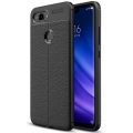 Xiaomi Mi 8 Lite Kılıf Deri Görünümlü Lüks Parmak İzi Bırakmaz Niss Silikon Kapak - Siyah