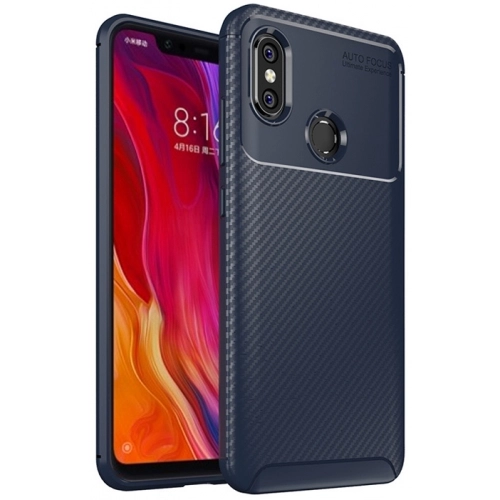 Xiaomi Mi 8 Pro Kılıf Silikon Parmak İzi Bırakmayan Karbon Soft Negro Kapak - Lacivert