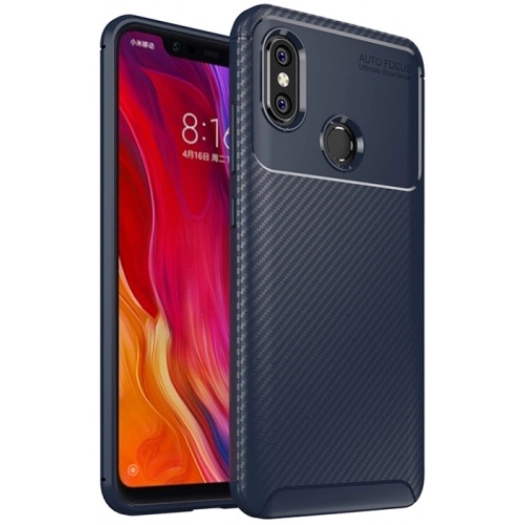 Xiaomi Mi 8 Pro Kılıf Silikon Parmak İzi Bırakmayan Karbon Soft Negro Kapak - Lacivert