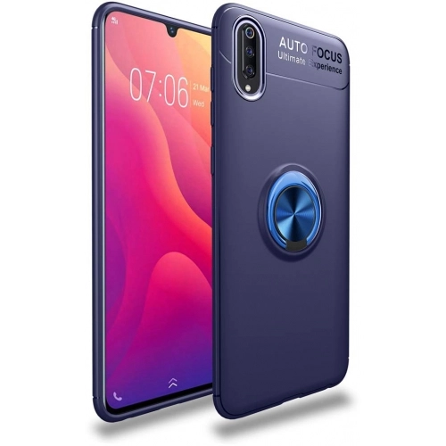 Xiaomi Mi 9 Kılıf Renkli Silikon Yüzüklü Standlı Auto Focus Ravel Kapak - Mavi