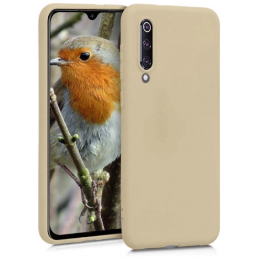 Xiaomi Mi 9 Kılıf İnce Soft Mat Renkli Esnek Silikon Kapak - Gold