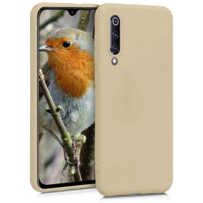 Xiaomi Mi 9 Kılıf İnce Soft Mat Renkli Esnek Silikon Kapak - Gold