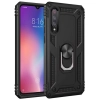 Xiaomi Mi 9 Kılıf Silikon Zırhlı Standlı Yüzüklü Mıknatıslı Tank Kapak - Siyah
