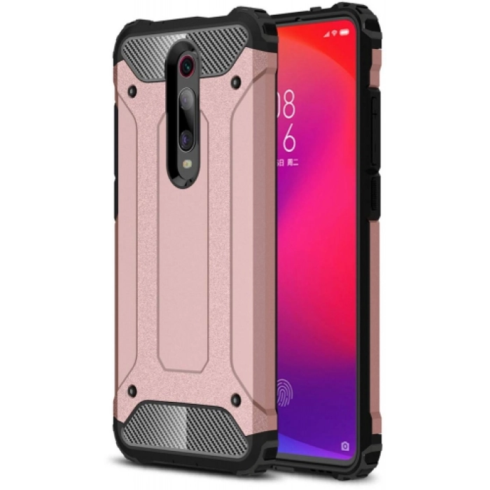 Xiaomi Mi 9T Kılıf Zırhlı Tank Crash Silikon Kapak - Rose Gold