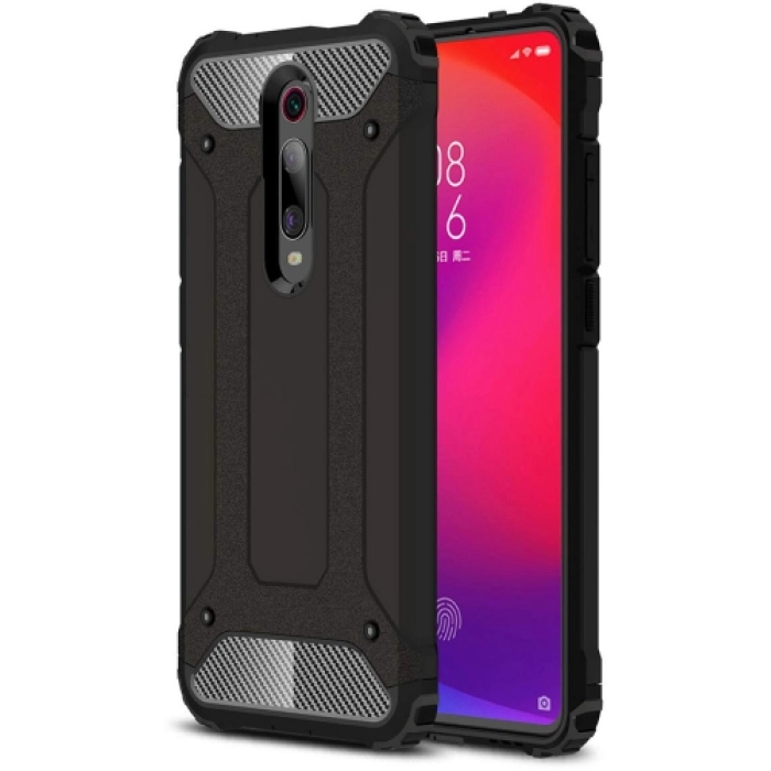 Xiaomi Mi 9T Kılıf Zırhlı Tank Crash Silikon Kapak - Siyah
