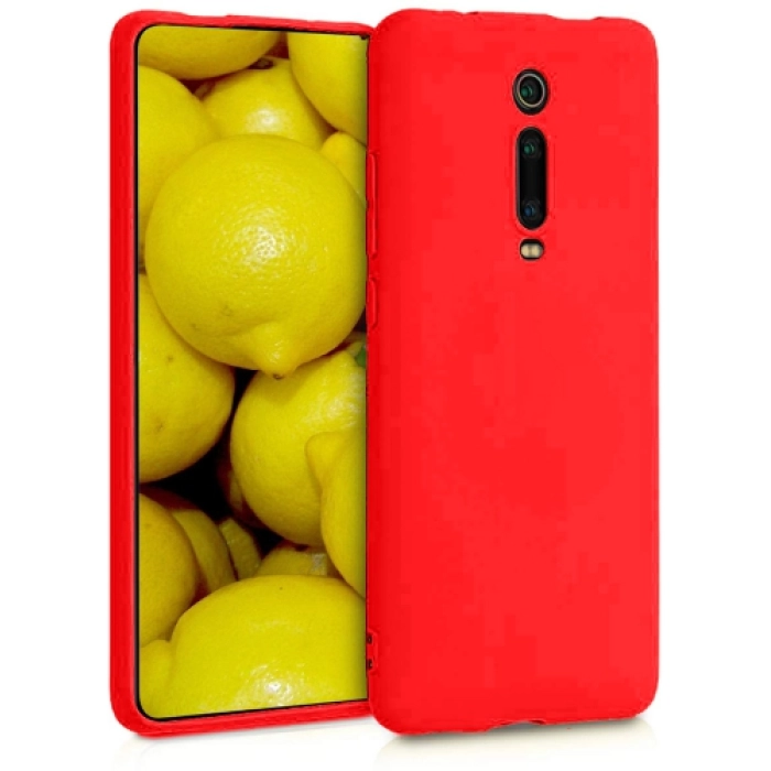 Xiaomi Mi 9T Kılıf İnce Soft Mat Renkli Esnek Silikon Kapak - Kırmızı
