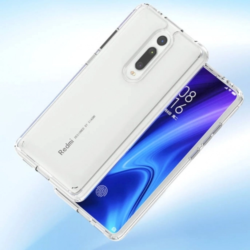 Xiaomi Mi 9T Pro Kılıf Korumalı Kenarları Silikon Arkası Sert Coss Kapak  - Şeffaf