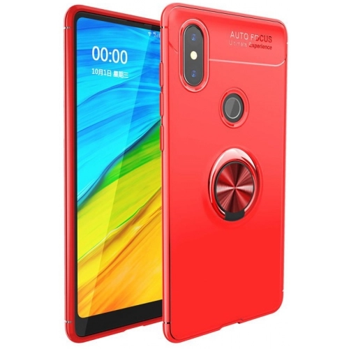 Xiaomi Mi A2 Kılıf Renkli Silikon Yüzüklü Standlı Auto Focus Ravel Kapak - Kırmızı