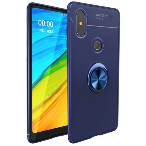 Xiaomi Mi A2 Kılıf Renkli Silikon Yüzüklü Standlı Auto Focus Ravel Kapak - Mavi