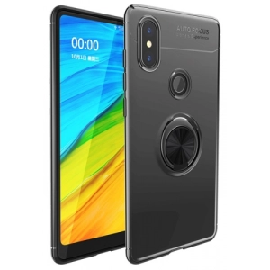 Xiaomi Mi A2 Kılıf Renkli Silikon Yüzüklü Standlı Auto Focus Ravel Kapak - Siyah