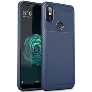 Xiaomi Mi A2 Kılıf Silikon Parmak İzi Bırakmayan Karbon Soft Negro Kapak - Lacivert