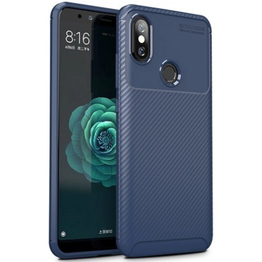 Xiaomi Mi A2 Kılıf Silikon Parmak İzi Bırakmayan Karbon Soft Negro Kapak - Lacivert