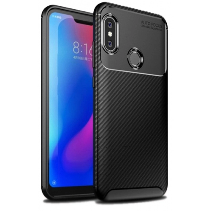 Xiaomi Mi A2 Lite Kılıf Silikon Parmak İzi Bırakmayan Karbon Soft Negro Kapak - Siyah