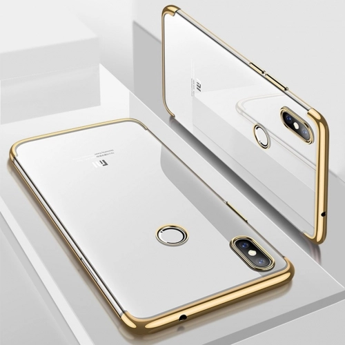 Xiaomi Mi A2 Lite Kılıf Renkli Köşeli Lazer Şeffaf Esnek Silikon - Gold