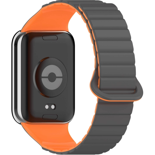 Xiaomi Mi Band 8 Pro Silikon Kordon Zore KRD-105 Strap Kayış - Gri-Turuncu