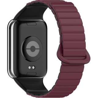 Xiaomi Mi Band 8 Pro Silikon Kordon Zore KRD-105 Strap Kayış - Koyu Kırmızı-Siyah