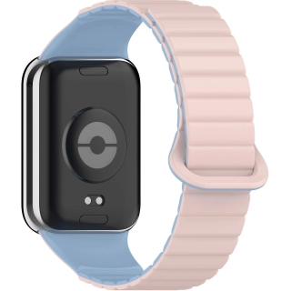 Xiaomi Mi Band 8 Pro Silikon Kordon Zore KRD-105 Strap Kayış - Pembe-Mavi