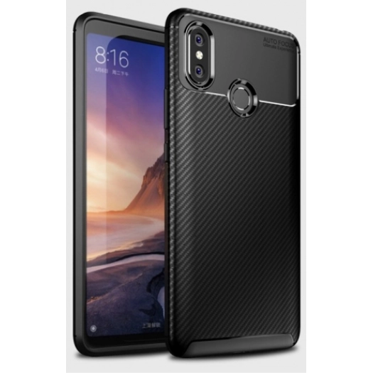 Xiaomi Mi Max 3 Kılıf Silikon Parmak İzi Bırakmayan Karbon Soft Negro Kapak - Siyah