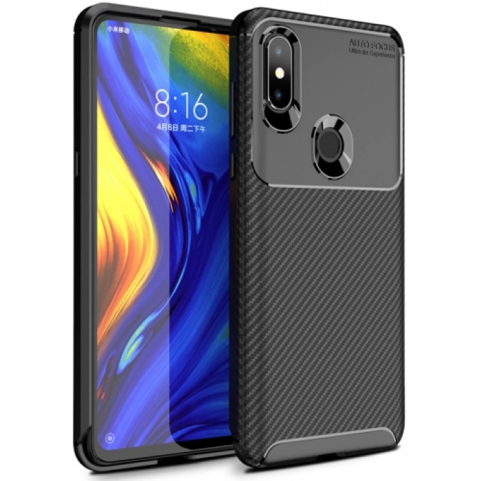 Xiaomi Mi Mix 3 Kılıf Silikon Parmak İzi Bırakmayan Karbon Soft Negro Kapak - Siyah