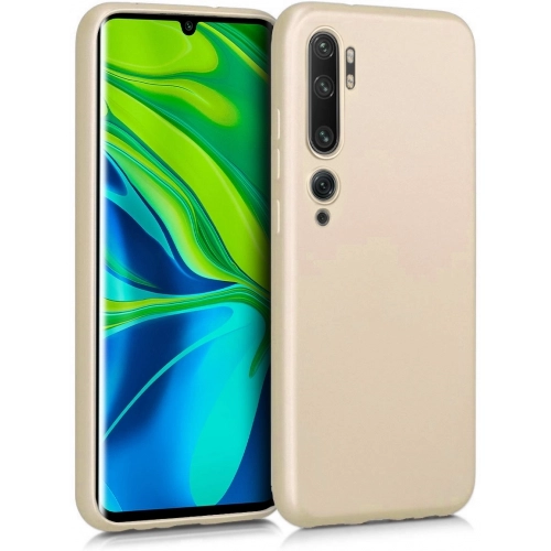 Xiaomi Mi Note 10 Kılıf İnce Soft Mat Renkli Esnek Silikon Kapak - Gold