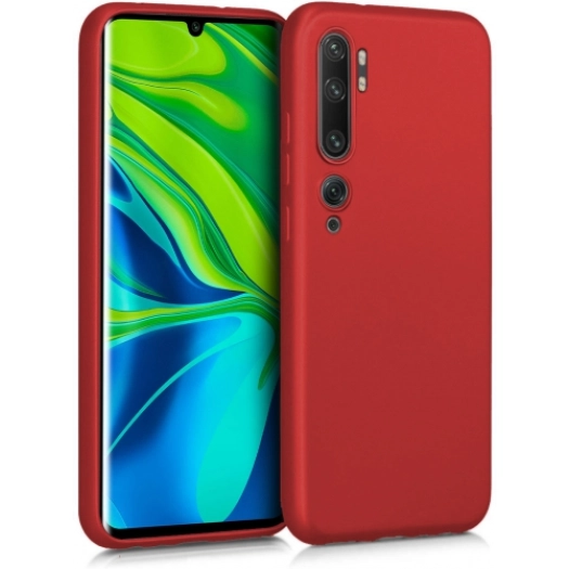 Xiaomi Mi Note 10 Kılıf İnce Soft Mat Renkli Esnek Silikon Kapak - Kırmızı