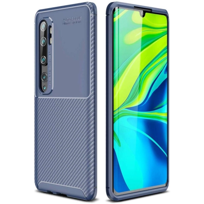 Xiaomi Mi Note 10 Kılıf Silikon Parmak İzi Bırakmayan Karbon Soft Negro Kapak - Lacivert