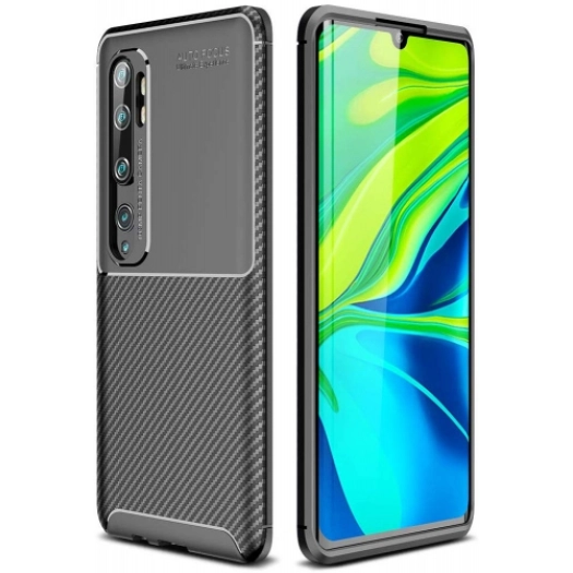 Xiaomi Mi Note 10 Kılıf Silikon Parmak İzi Bırakmayan Karbon Soft Negro Kapak - Siyah
